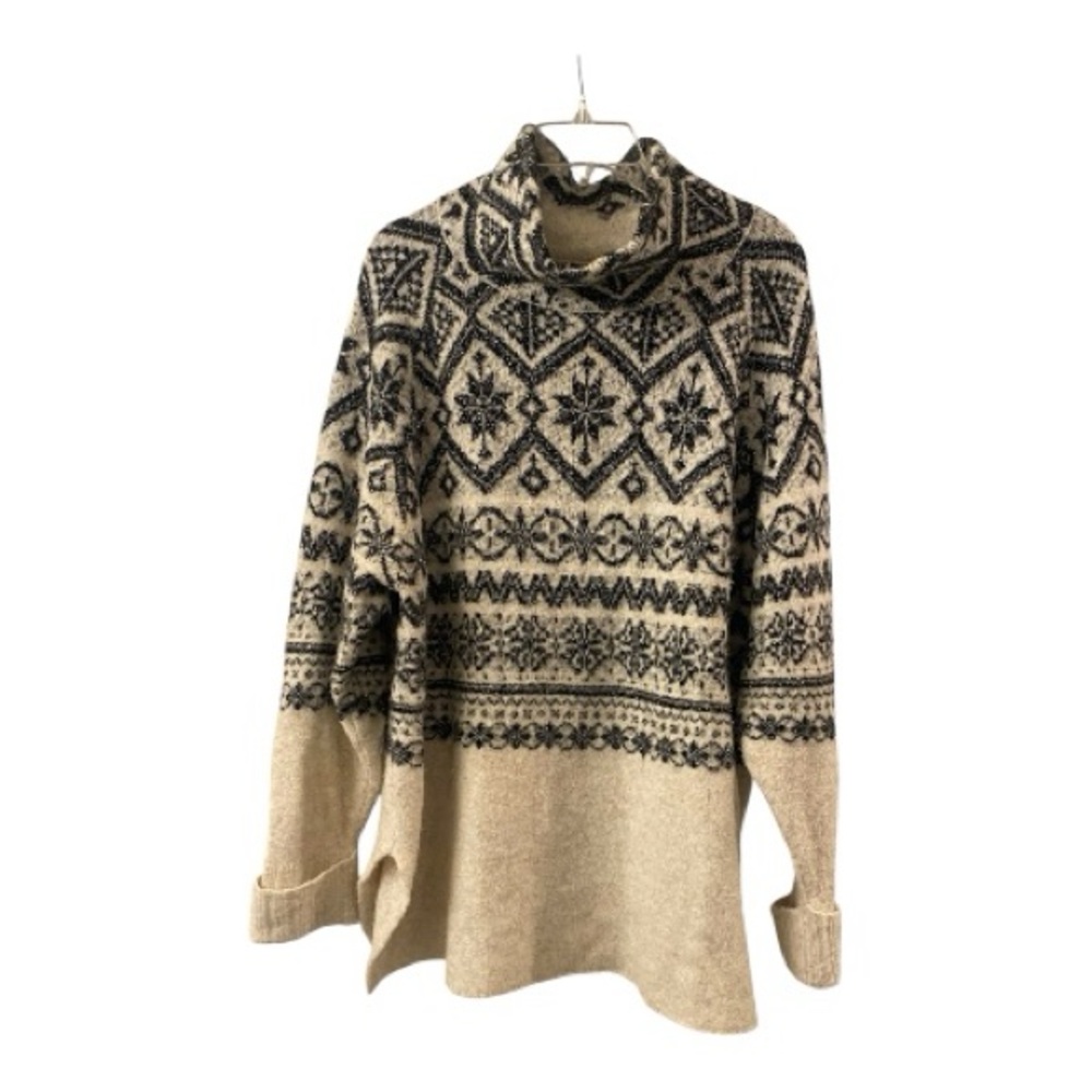 H&M Fair Isle Oversized Mock Neck Sweater L